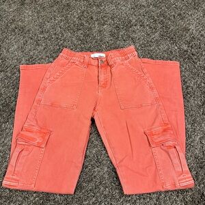 Vibes Coral Cargo Women Jeans